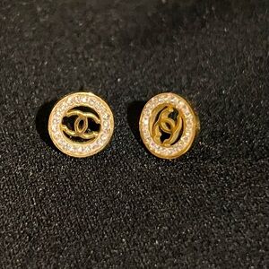 Gold Tone Interlocking Logo Stud Earrings - Women Jewelry